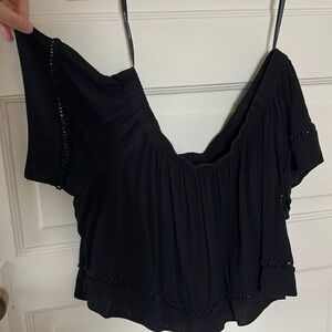 Black cropped off the shoulder top